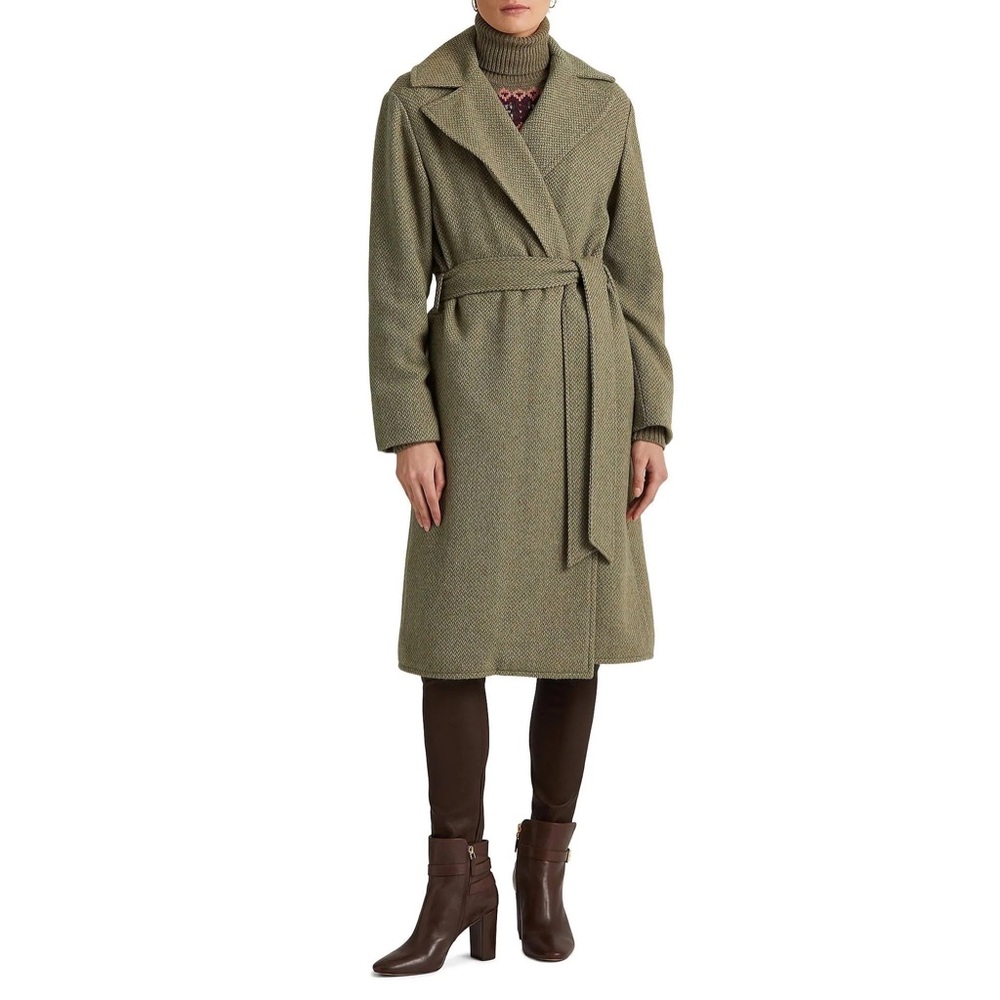 Lauren Ralph Lauren Wool Tweed Wrap Coat, Size 16 New w/Tag Retail $545
